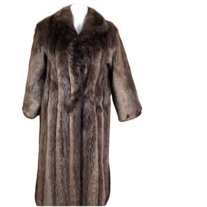 Rare 100% Long Hair Beaver Full Length Coat Size Small 4/6 Vintage